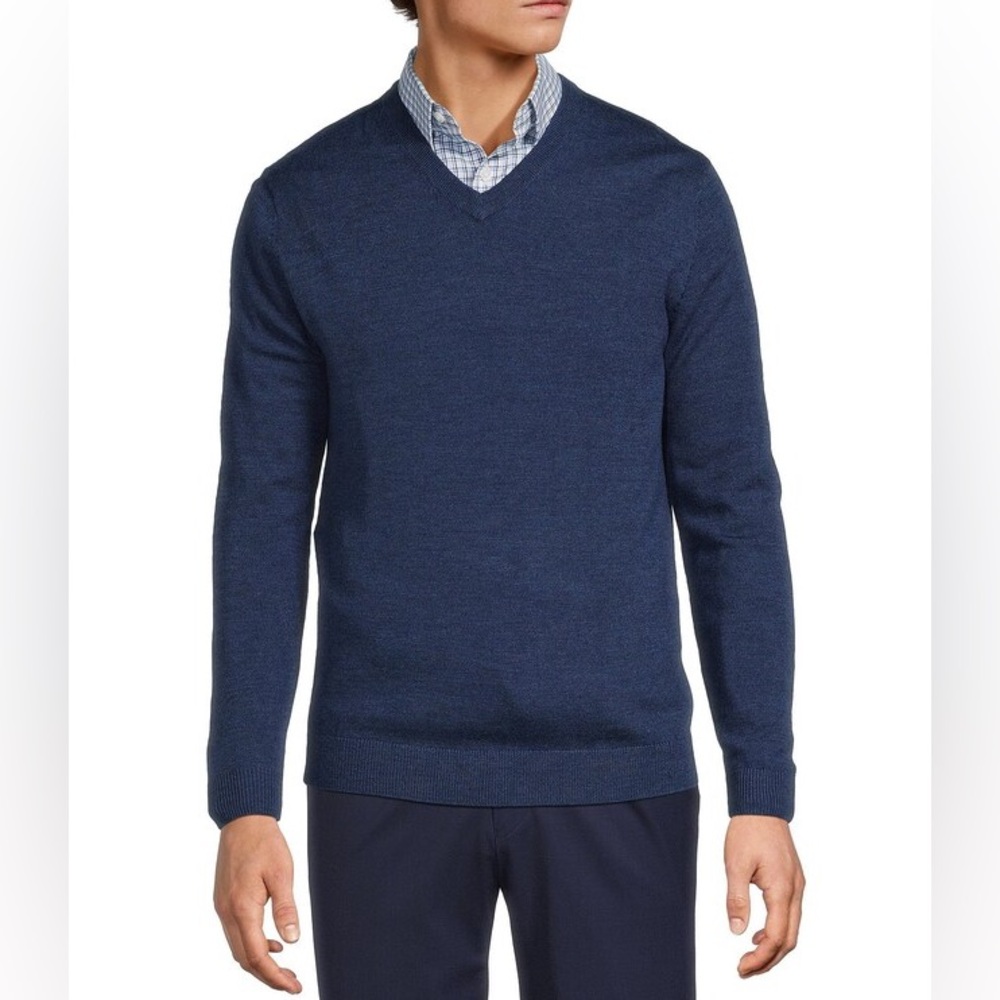 Hart Schaffner Marx Merino Wool V-Neck Sweater - Navy. Size XXL